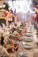 banquet wedding venue with floral decoration	
