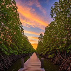Mangrove Forest at Sunset