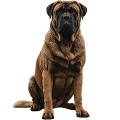 Obraz premium Mastiff Dog Isolated on White Background - Generative AI. Bullmastiff dog breed standing against white background, AI Generated.