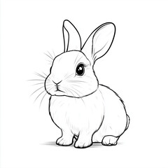 Fototapeta premium Simple line drawing of a Dutch rabbit full body on a white background, 