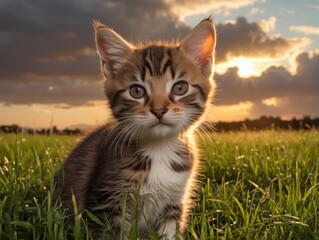 Obraz premium Adorable Kitten in the Prairie