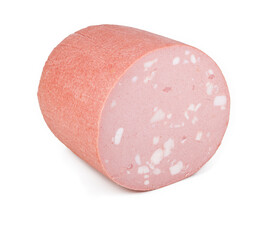 Italian Mortadella, isolated on white background.