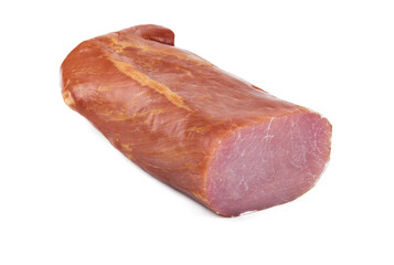 Cured pork tenderloin, isolated on white background