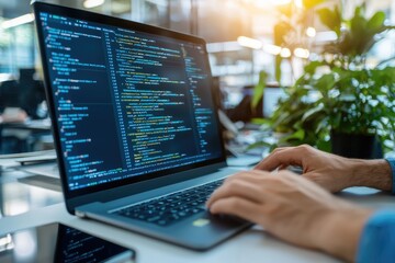 seamless software model integration, close-up of hands typing on keyboard, clean workspace