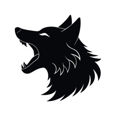 Wolf head vector. Aggressive wolf silhouette head art vector illustration isolated on white background 