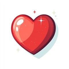 Vector flat red heart icon on white background, simple minimalist design, flat vector graphic element, clean lines and shapes, no shadows or gradients, basic flat illustration, minimalistic style, sim