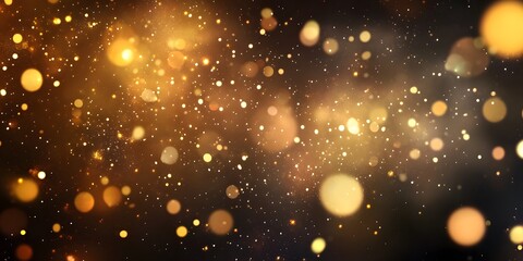 Fototapeta premium Christmas tree lights with rain drops on a window and sparkling bokeh particles