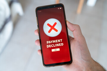 Payment declined notification on smart phone.