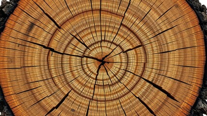 Fototapeta premium Aged Tree Trunk Cross-Section - Wood Texture Background