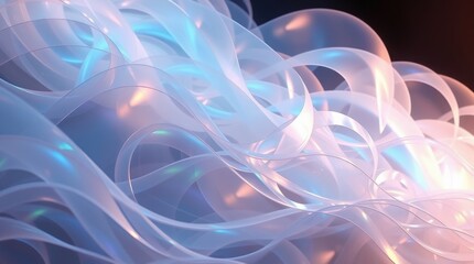 Fototapeta premium Artistic display of translucent ribbons flowing gently with hues of blue and pink in a mesmerizing abstract composition