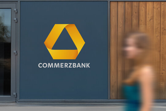 Guilherand-Granges, France - January 27, 2025. Commerzbank is a leading German bank offering financial services, including corporate banking, investment, and wealth management.  