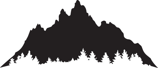 Obraz premium Mountain black silhouette vector illustration on white background