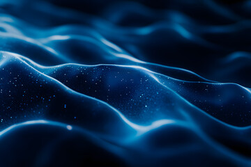 Obraz premium Abstract Blue Glowing Waves with Sparkling Particle Effects