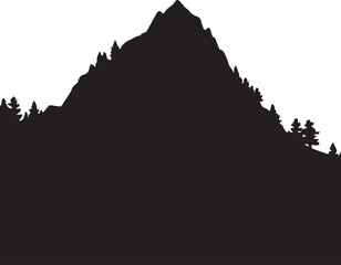 Mountain black silhouette vector illustration on white background