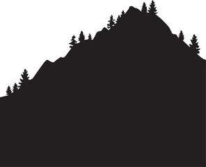 Obraz premium Mountain black silhouette vector illustration on white background