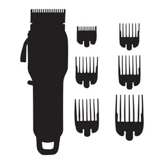 Men's Professional Hair and Grooming Trimmer Set Silhouette Vector Illustration
