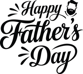 Happy Father's day Calligraphy Design. Handwritten text. Lettering; retro style with vector illustration white background