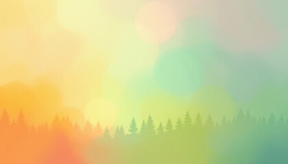Fototapeta premium A serene and peaceful image showcasing a forest's silhouette against a backdrop of pastel-colored, soft-focus light