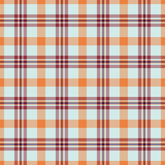 Pajamas texture plaid background, covering seamless tartan fabric. Postcard check textile vector pattern in orange and pastel colors.