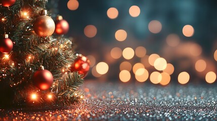 Enchanting Christmas Tree Adorned with Colorful Lights Set Against a Softly Blurred Background Creating a Warm and Festive Atmosphere Perfect for Holiday Celebrations and Family Gatherings