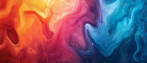 Obraz premium A dynamic abstract image with a fluid blend of red, orange, and blue swirls that evoke a sense of movement