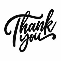 Thank you text lettering black vector icon on white background.