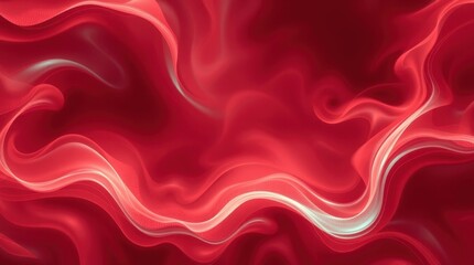Fluid crimson waves dance through a vibrant abstract landscape, evoking emotions and energy