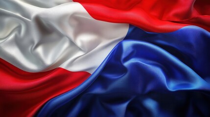 Abstract flag background with red white and blue colors, silk texture, waving in wind