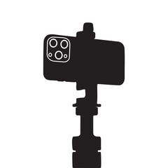 Smartphone on a Gimble Tripod Silhouette Vector Illustration