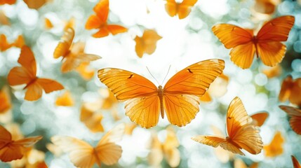 Orange Butterflies in Flight