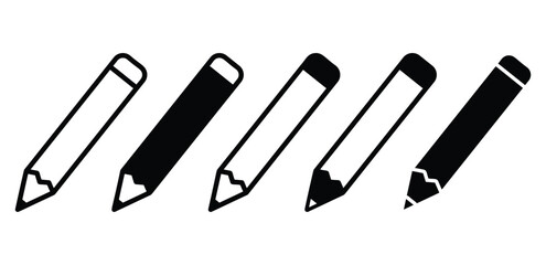 pencil write icon symbol sign vector design simple outline and black filled color illustration flat style sets