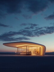 Fototapeta premium Beachside building with curved roof