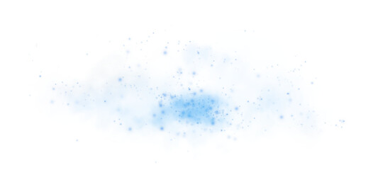 Fantastic smoke background. Magic smoke with glitter and small particles of twinkling stars, fog with luminous particles, blue vapor with stardust. Vector illustration.	