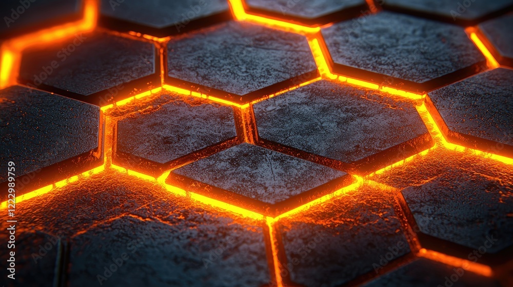 Poster glowing hexagonal stone pattern abstract background