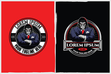 Gorilla wear suit cartoon character vector image template