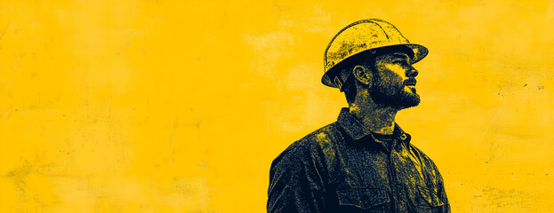 Worker Yellow Background Safety Construction