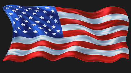 Obraz premium Waving american flag with red white and blue colors on a clear day against a blue sky representing patriotism and national pride