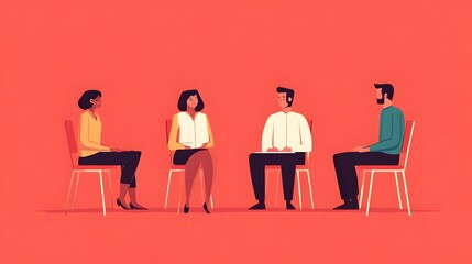 Problem-Solving Business Group Analyzing Project in Flat Design