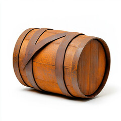 Rustic wooden barrel perfect for storing beverages or decorative purposes.