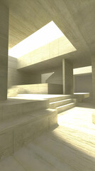 Fototapeta premium Sunlit Modern Concrete Interior Architecture Design