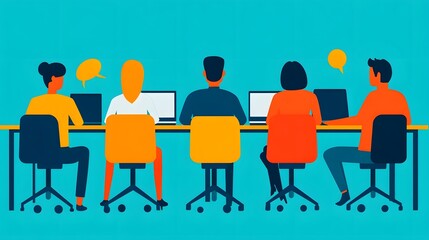 Diverse Team Brainstorming in Modern Office Workspace