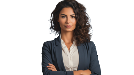 Confident businesswoman isolated on transparent background PNG.

