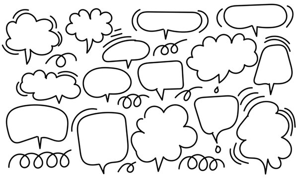 bubble white  black, pen drawn, dialoge, set of speech bubbles