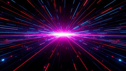 Futuristic Black Background, Intense Blue & Red Rays, Sharp Colors, High Depth