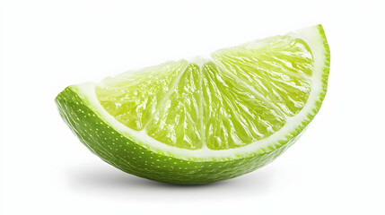 Fresh lime wedge, isolated, white background, cooking ingredient