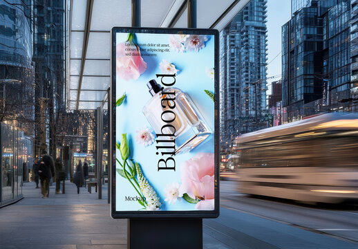 Bus Stop Billboard Mockup with Generative AI