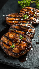 Fototapeta premium Grilled Portobello Mushrooms Marinated in Balsamic Vinegar