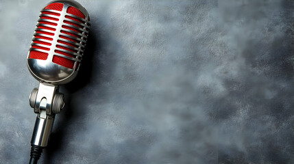 Fototapeta premium Retro microphone studio backdrop recording