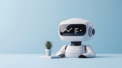 3D of a Virtual Assistant Helping Employees Collaborate and Utilize Advanced Technologies in a Modern Tech Integrated Office Environment