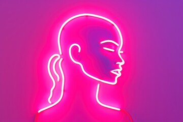 Pastel neon woman light illuminated creativity.